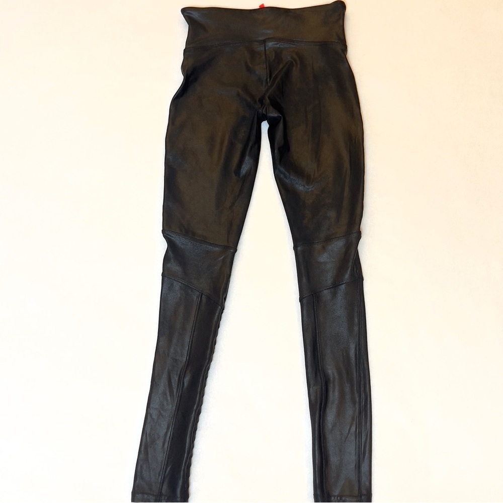 Spanx Faux Leather Moto Leggings Black High Waist Shaping Slimming Pants S/P - Picture 6 of 15
